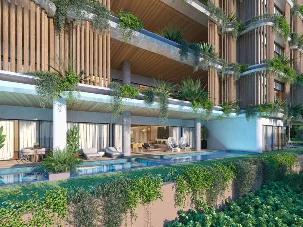 Piscina privada en cada apartamento